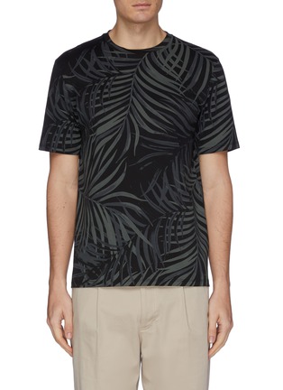 Main View - Click To Enlarge - THEORY - 'Clean' palm leaf print Pima cotton T-shirt