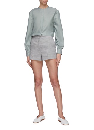 Figure View - Click To Enlarge - THEORY - Mélange organic linen blend shorts