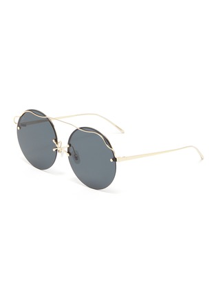 Main View - Click To Enlarge - FOR ART'S SAKE - 'Aqua' ripple top bar metal round sunglasses