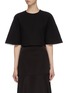 Main View - Click To Enlarge - ROSETTA GETTY - Grommet sash tie cape sleeve cropped top