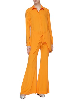 Figure View - Click To Enlarge - ROSETTA GETTY - Pleated crepe flared pants