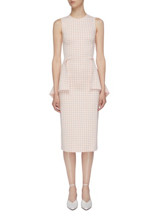 Main View - Click To Enlarge - ROSETTA GETTY - Flared waist panel grid jacquard sleeveless dress
