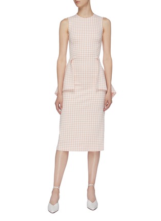 Figure View - Click To Enlarge - ROSETTA GETTY - Flared waist panel grid jacquard sleeveless dress