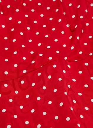  - BALENCIAGA - Asymmetric sleeve polka dot print silk crepe dress