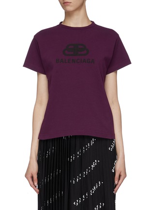 Main View - Click To Enlarge - BALENCIAGA - Textured BB logo print T-shirt