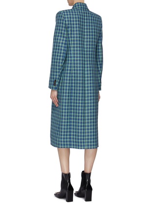 Back View - Click To Enlarge - BALENCIAGA - 'Hourglass' check plaid double breasted virgin wool blazer coat