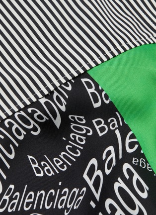 Detail View - Click To Enlarge - BALENCIAGA - Asymmetric graphic print silk hem stripe shirt dress