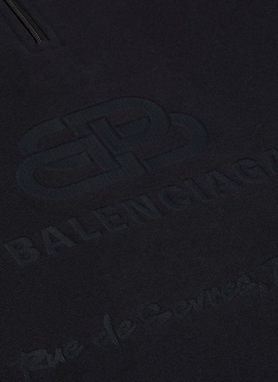  - BALENCIAGA - 'BB Address' logo slogan embroidered oversized half-zip sweatshirt