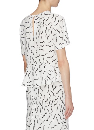 Back View - Click To Enlarge - DIANE VON FURSTENBERG - 'Orilla' abstract line print crepe boxy peplum top