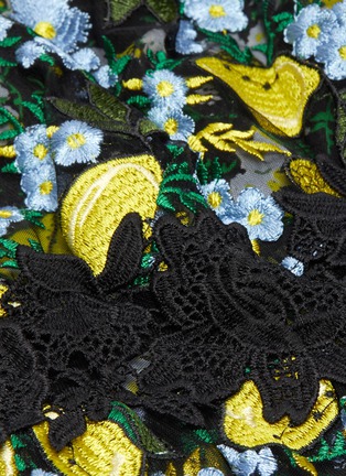Detail View - Click To Enlarge - DIANE VON FURSTENBERG - 'Freeda' floral lemon embroidered macramé sleeveless dress