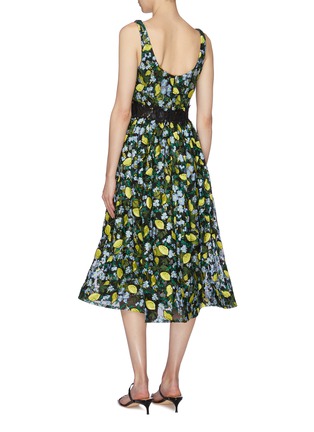 Back View - Click To Enlarge - DIANE VON FURSTENBERG - 'Freeda' floral lemon embroidered macramé sleeveless dress