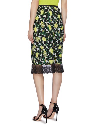 Back View - Click To Enlarge - DIANE VON FURSTENBERG - 'Chrissy' lace hem lemon floral print silk crepe skirt