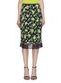 Main View - Click To Enlarge - DIANE VON FURSTENBERG - 'Chrissy' lace hem lemon floral print silk crepe skirt