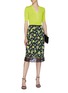 Figure View - Click To Enlarge - DIANE VON FURSTENBERG - 'Chrissy' lace hem lemon floral print silk crepe skirt