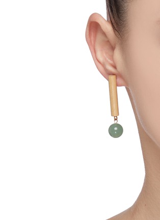 Figure View - Click To Enlarge - SOPHIE MONET - 'The Line Drop' wood link Aventurine bead earrings
