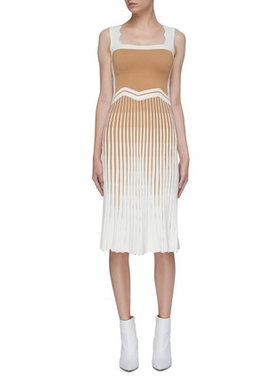 Main View - Click To Enlarge - PH5 - 'Victoria' colourblock pleated knit tank dress