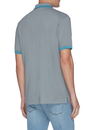 Back View - Click To Enlarge - PS PAUL SMITH - Zebra appliqué stripe border polo shirt