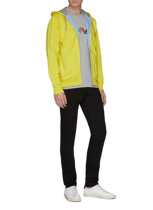Figure View - Click To Enlarge - PS PAUL SMITH - Colourblock lining organic cotton zip hoodie