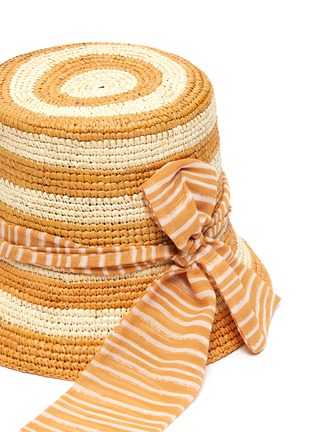 Detail View - Click To Enlarge - SENSI STUDIO - Stripe toquilla straw bucket hat