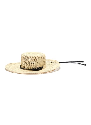 Main View - Click To Enlarge - SENSI STUDIO - "Calado' cord tie open weave toquilla straw boater hat