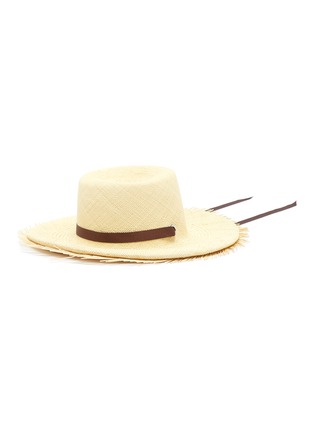 Main View - Click To Enlarge - SENSI STUDIO - 'Hippie' frayed edge toquilla straw hat