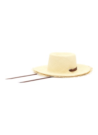 Figure View - Click To Enlarge - SENSI STUDIO - 'Hippie' frayed edge toquilla straw hat