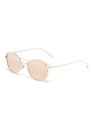 Main View - Click To Enlarge - LINDA FARROW - Spoiler mirror metal oval sunglasses
