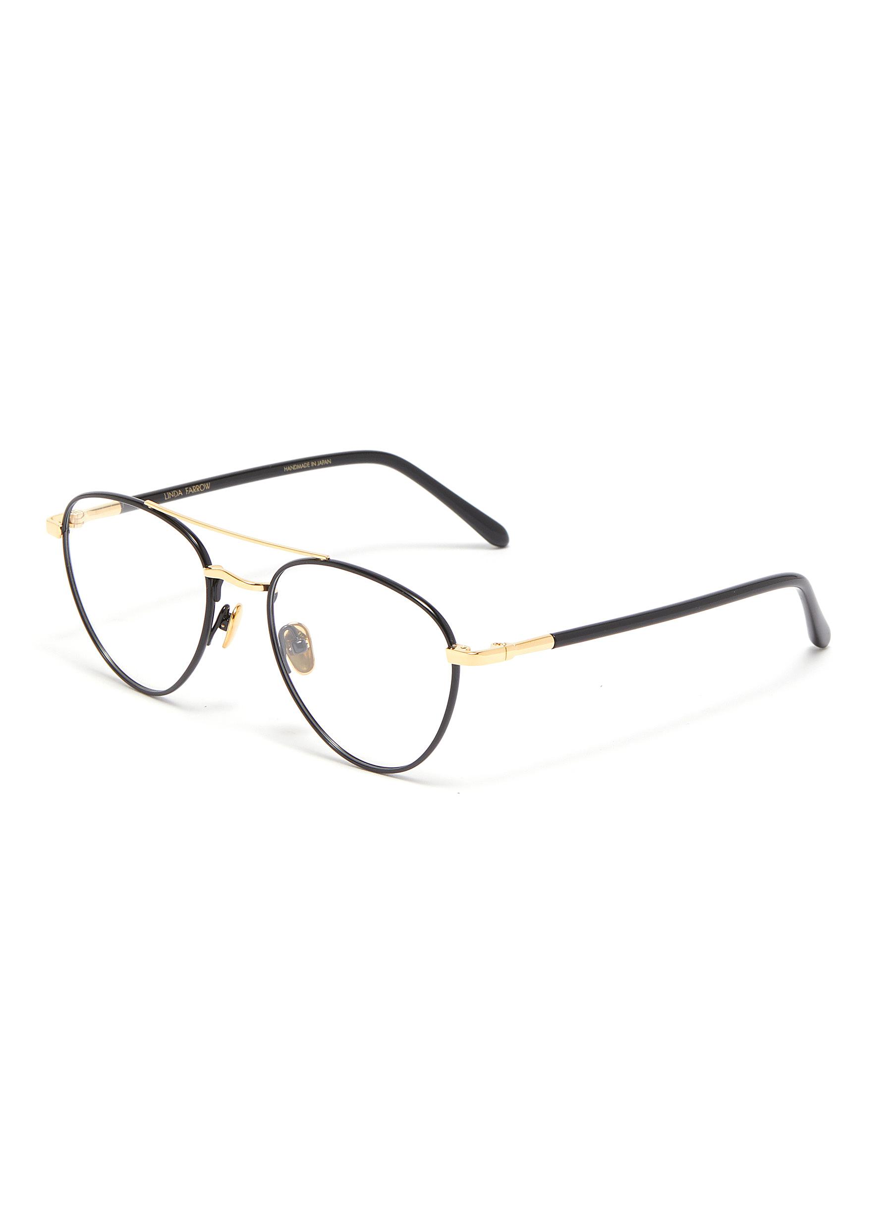 Click to view more detailed imagery on our partner's website Linda Farrow Metal Bridge Acetate Aviator Optical Glasses