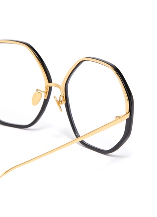 Detail View - Click To Enlarge - LINDA FARROW - Acetate rim metal oversized octagonal frame optical glasses