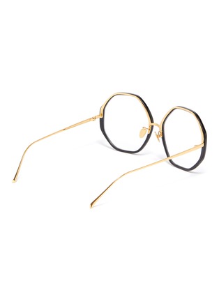 Figure View - Click To Enlarge - LINDA FARROW - Acetate rim metal oversized octagonal frame optical glasses