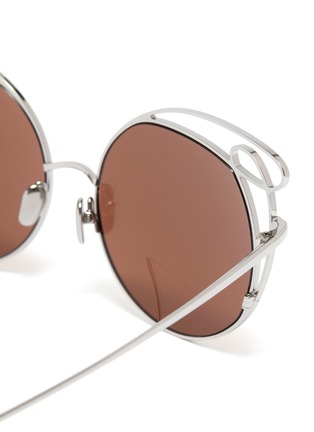 Detail View - Click To Enlarge - LINDA FARROW - 'Zazel' cutout metal geometric frame sunglasses