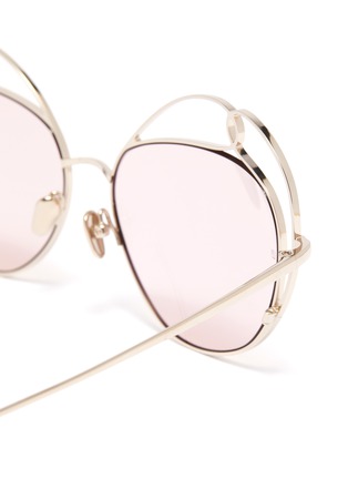 Detail View - Click To Enlarge - LINDA FARROW - 'Harlequin' cutout metal geometric frame sunglasses