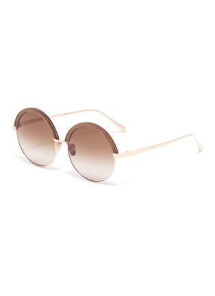 Main View - Click To Enlarge - LINDA FARROW - Acetate rim metal round sunglasses