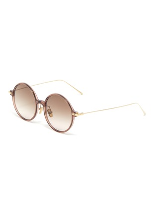 Main View - Click To Enlarge - LINDA FARROW - Metal temple acetate oversized round sunglasses