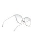 Figure View - Click To Enlarge - LINDA FARROW - Acetate corner metal oversized cat eye sunglasses