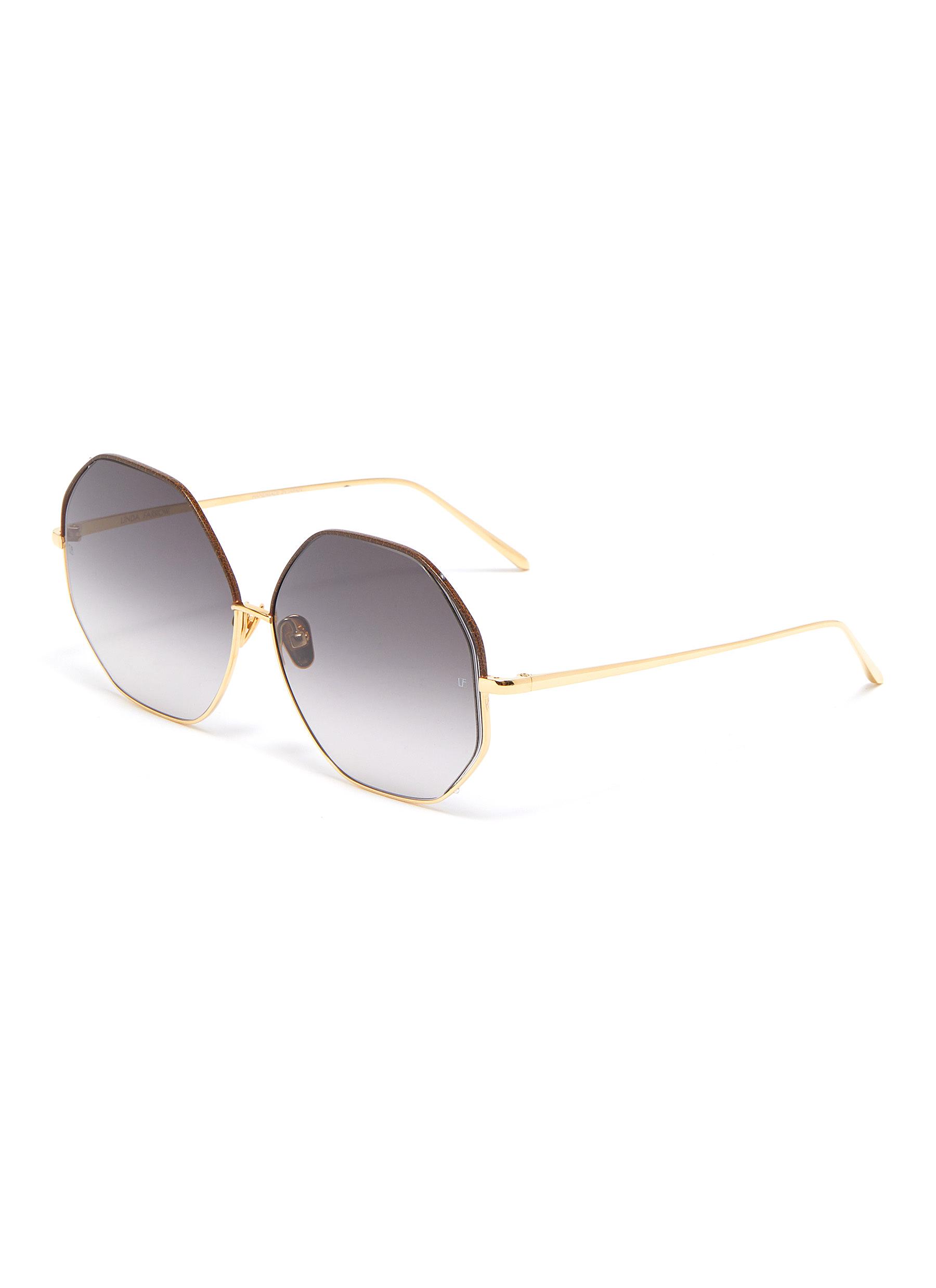 Linda Farrow Cutout Metal Oversized Octagonal Frame Sunglasses Modesens 