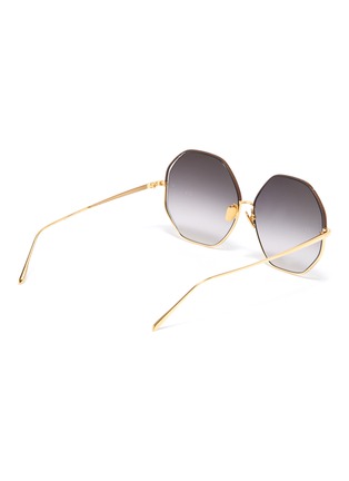 Figure View - Click To Enlarge - LINDA FARROW - Cutout metal oversized octagonal frame sunglasses