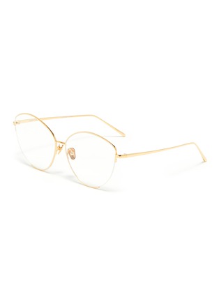 Main View - Click To Enlarge - LINDA FARROW - Semi rimless metal cat eye optical glasses