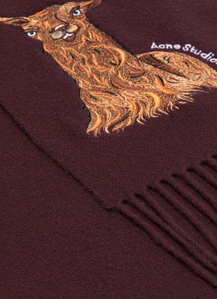 Detail View - Click To Enlarge - ACNE STUDIOS - Fringe animal embroidered melton scarf