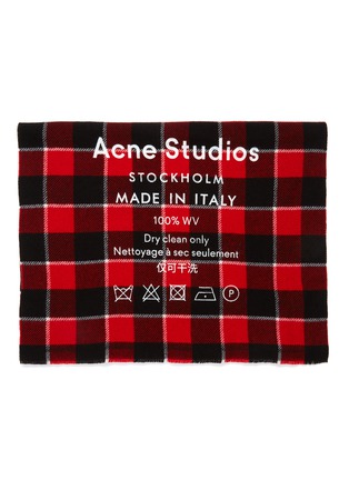 Detail View - Click To Enlarge - ACNE STUDIOS - Logo print check plaid wool scarf