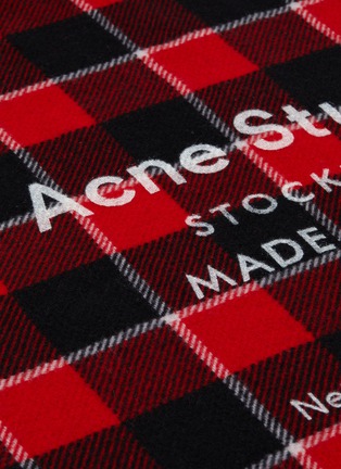 Detail View - Click To Enlarge - ACNE STUDIOS - Logo print check plaid wool scarf