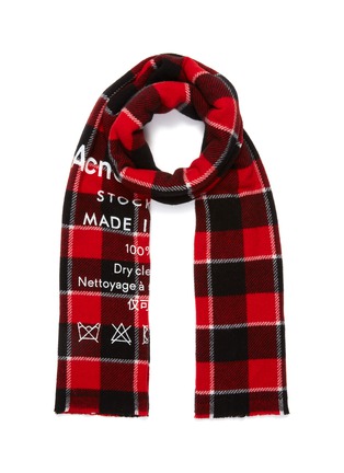Main View - Click To Enlarge - ACNE STUDIOS - Logo print check plaid wool scarf