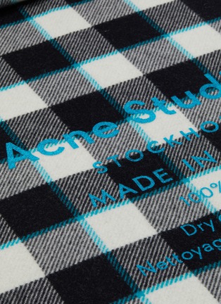 Detail View - Click To Enlarge - ACNE STUDIOS - Logo print gingham check wool scarf