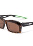 Detail View - Click To Enlarge - BALENCIAGA - 'Hybrid' tortoiseshell acetate front rectangular frame sunglasses