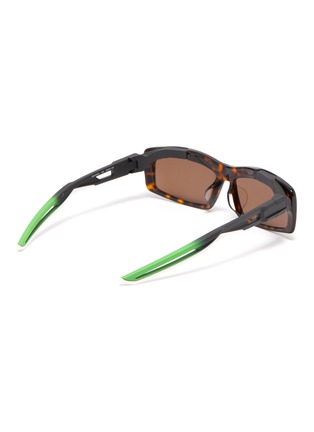 Figure View - Click To Enlarge - BALENCIAGA - 'Hybrid' tortoiseshell acetate front rectangular frame sunglasses