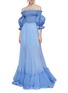 Figure View - Click To Enlarge - LEAL DACCARETT - 'Pitaya' puff sleeve smocked tiered off-shoulder silk gown