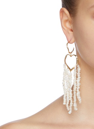 Figure View - Click To Enlarge - JOANNA LAURA CONSTANTINE - 'Feminine Waves' pearl fringe heart drop earrings