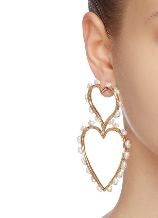 Figure View - Click To Enlarge - JOANNA LAURA CONSTANTINE - 'Feminine Waves' pearl link heart drop earrings
