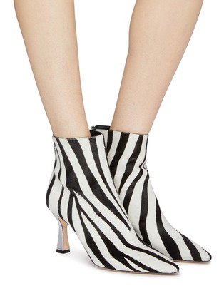Figure View - Click To Enlarge - WANDLER - 'Lina' metallic heel zebra print bovine hair ankle boots