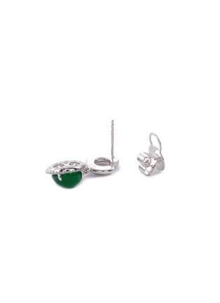 Detail View - Click To Enlarge - LC COLLECTION JADE - Diamond jade 18k white gold asymmetric drop earrings